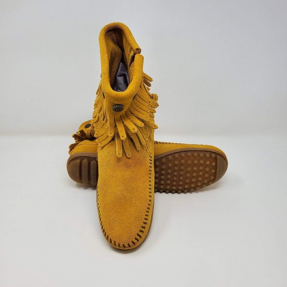 Minnetonka Shoes - Minnetonka suede side zip double fringe boot Women